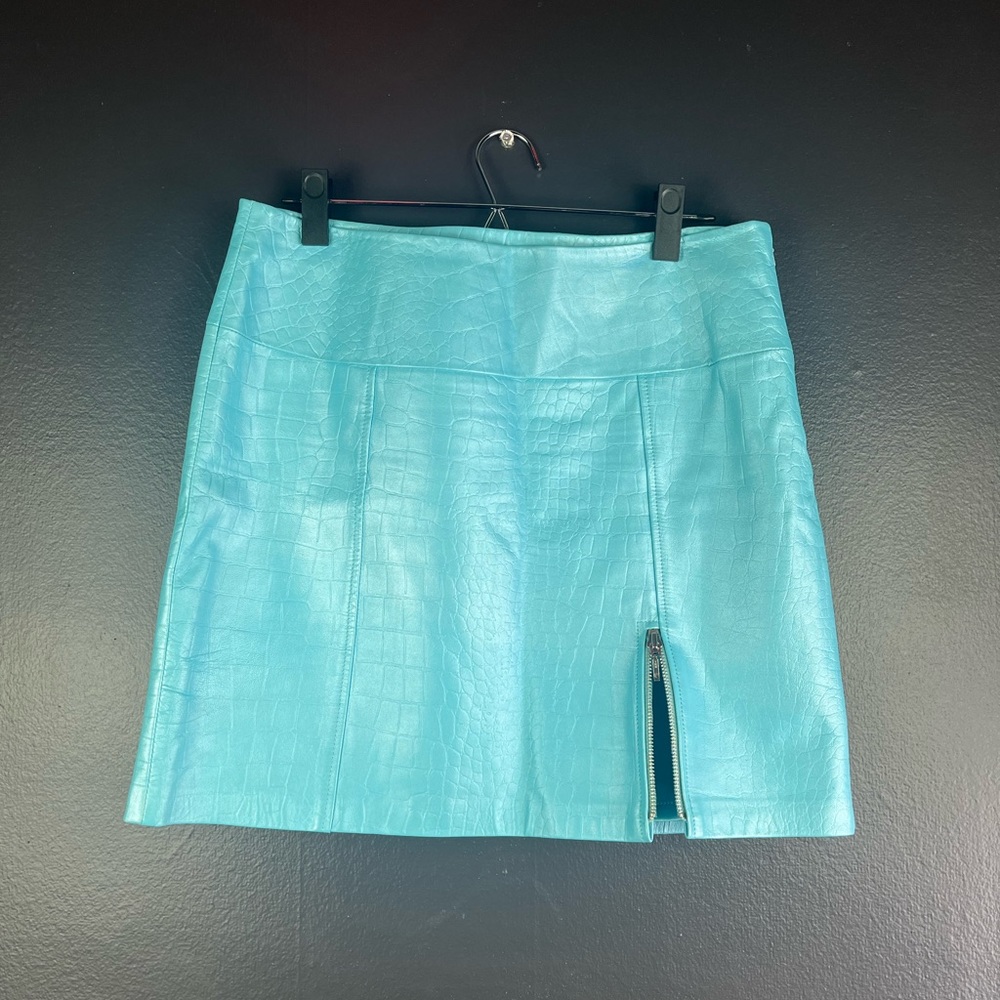 y2k lambs skin leather skirt